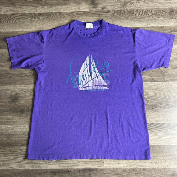 Hanes Other - VTG Puerto Rico Vacation T Shirt Mens XL Faded Thin Cotton Blend Sailboat 1990s